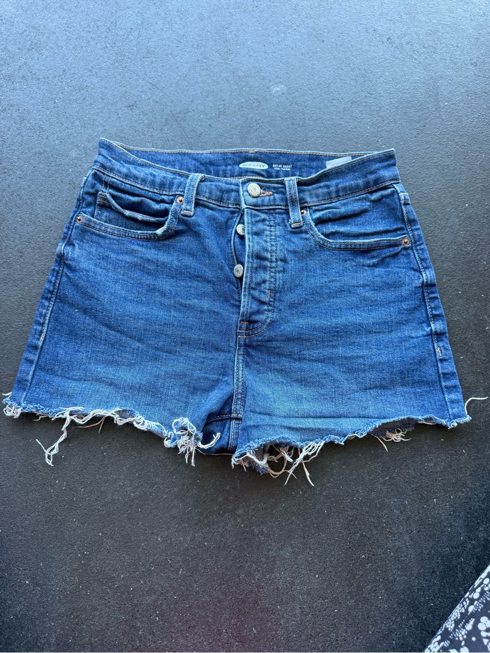 Old Navy Raw Hem Dark Blue Denim Cutoff Shorts